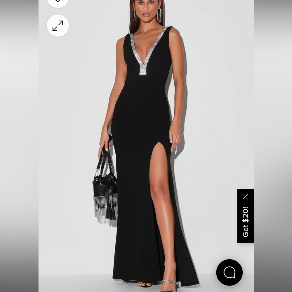 Lulus black floor length dress size small